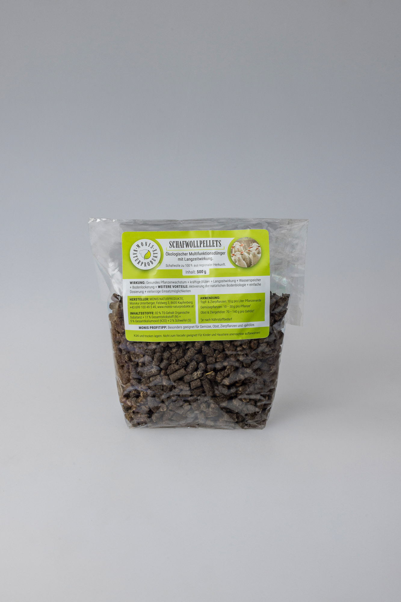 Schafwollpellets 500g kaufen bei Monis Naturprodukte